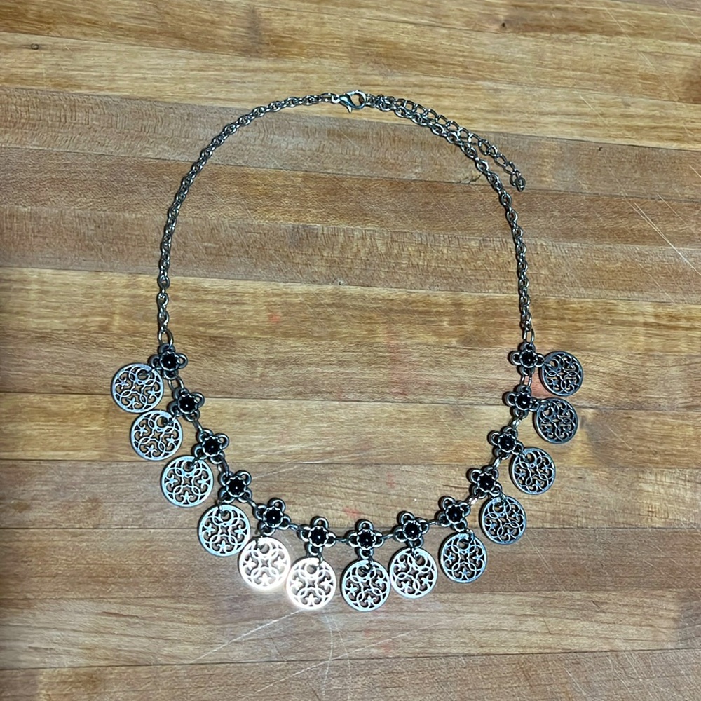 Paparazzi Silver with Black Necklace 🖤 Coins Flowers Celtic Stars